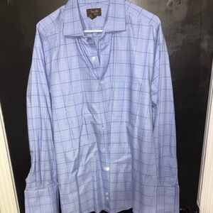 Tasso Elba Light Blue Plaid Dress Shirt